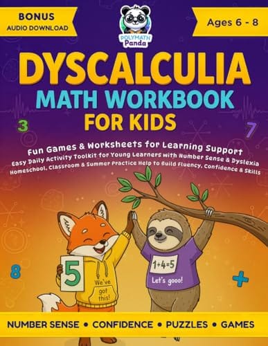 Dyscalculia Math Workbook for Kids Ages 6-8 book cover