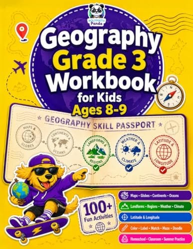 Geography Grade 3 Workbook for Kids Ages 8-9 book cover