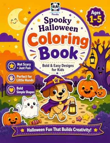 Spooky Halloween Coloring Book with Bold and Easy Designs for Kids Ages 1-5 book cover